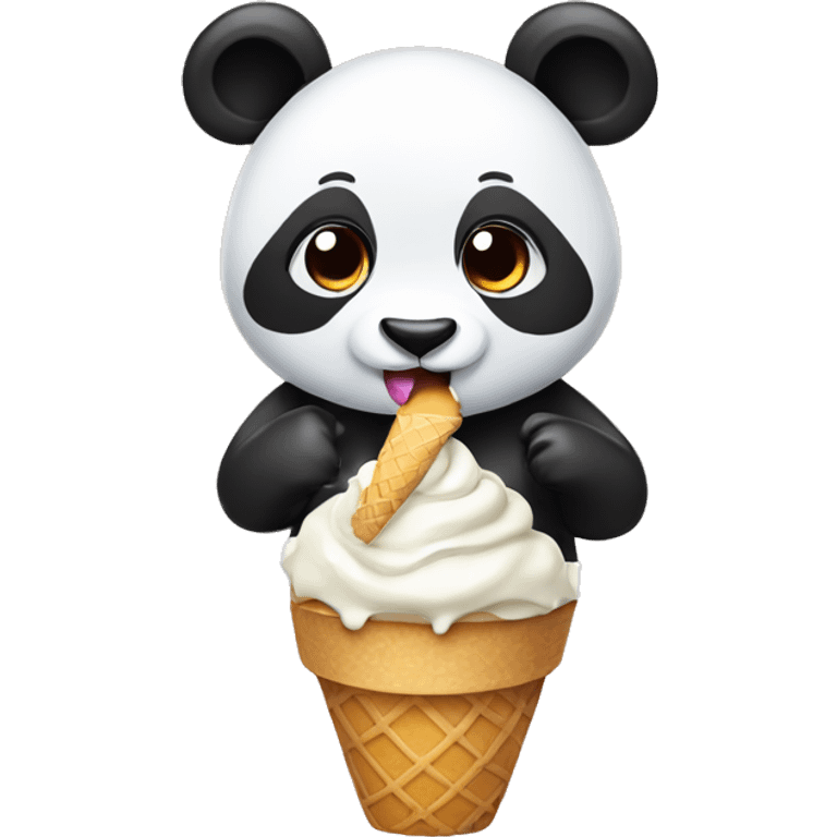 Panda eating ice cream emoji