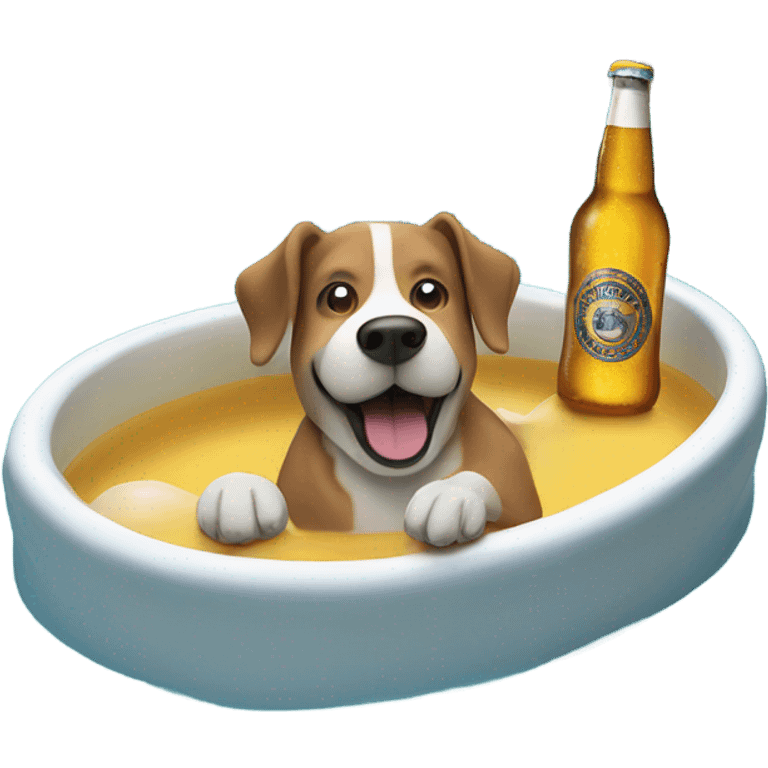 Dog swimming in a pool filled with beer emoji