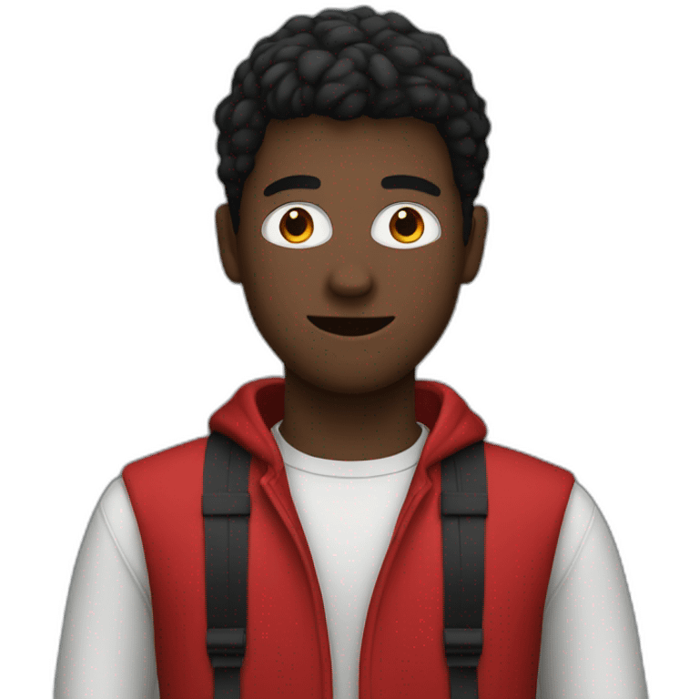 young man with black mask and red clothes emoji