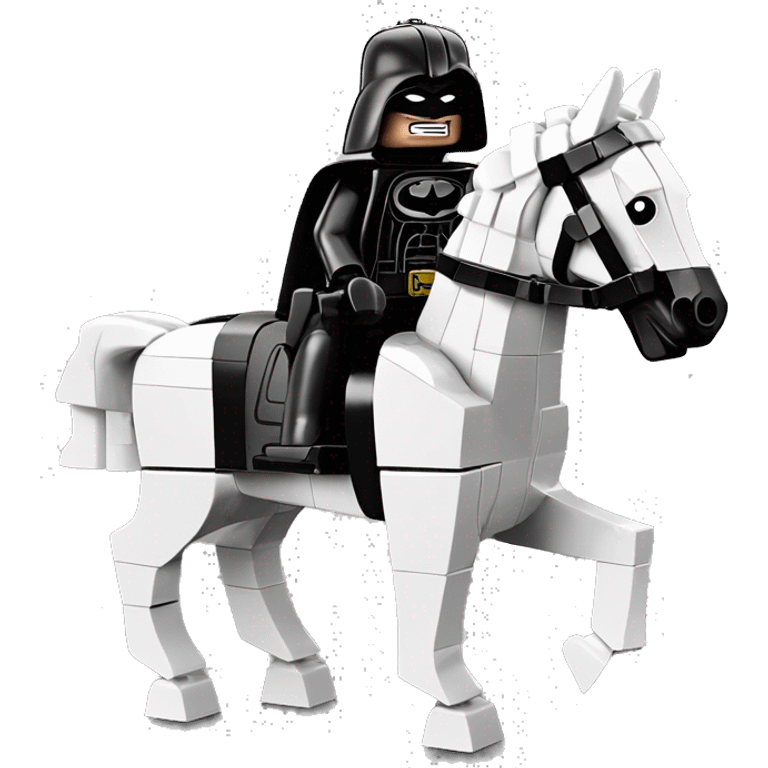 Lego horse with Batman racing against Darth Vader’s horse  emoji