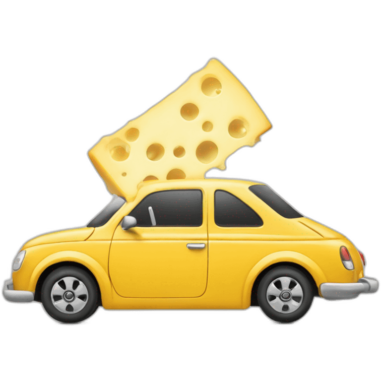 Swiss cheese trapping a car emoji