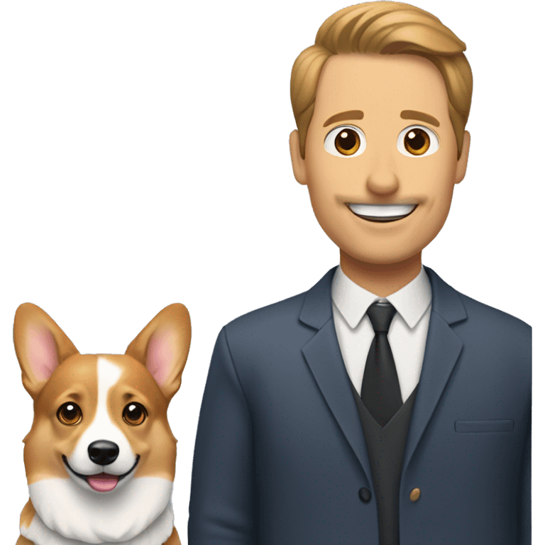 corgi with man and woman  emoji