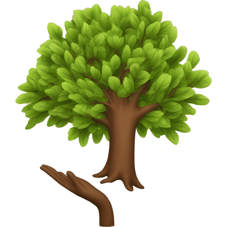 A tree which is made of a hand in upword direction the shade of hand is of brown wood. The leaves of the hand are of different colors of the hand attached to the main branch emoji