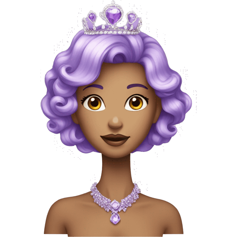 Gorgeous pastel Lady with purple-shiny-crystal-hair and tiara and necklace emoji