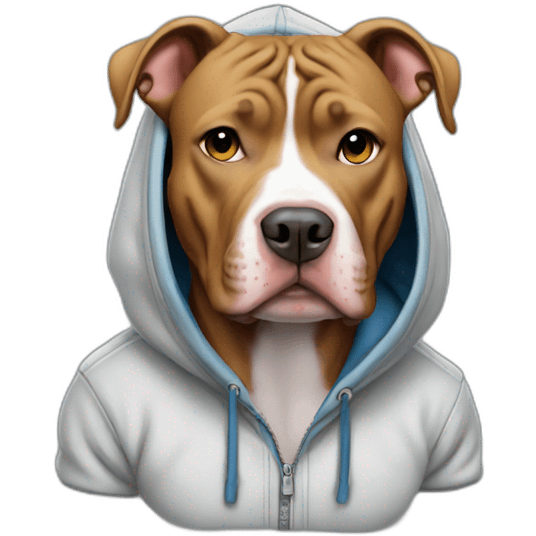 Pitbull wearing a hoodie emoji