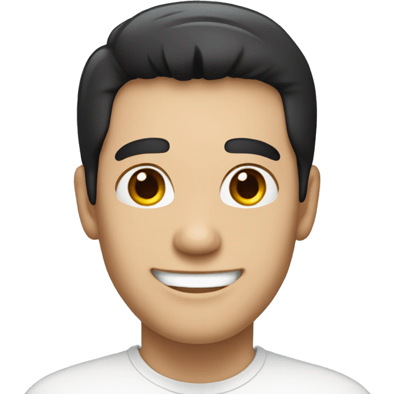 smiling man in white shirt with black hair emoji