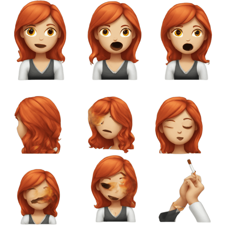 Girl with red hair smoking  emoji