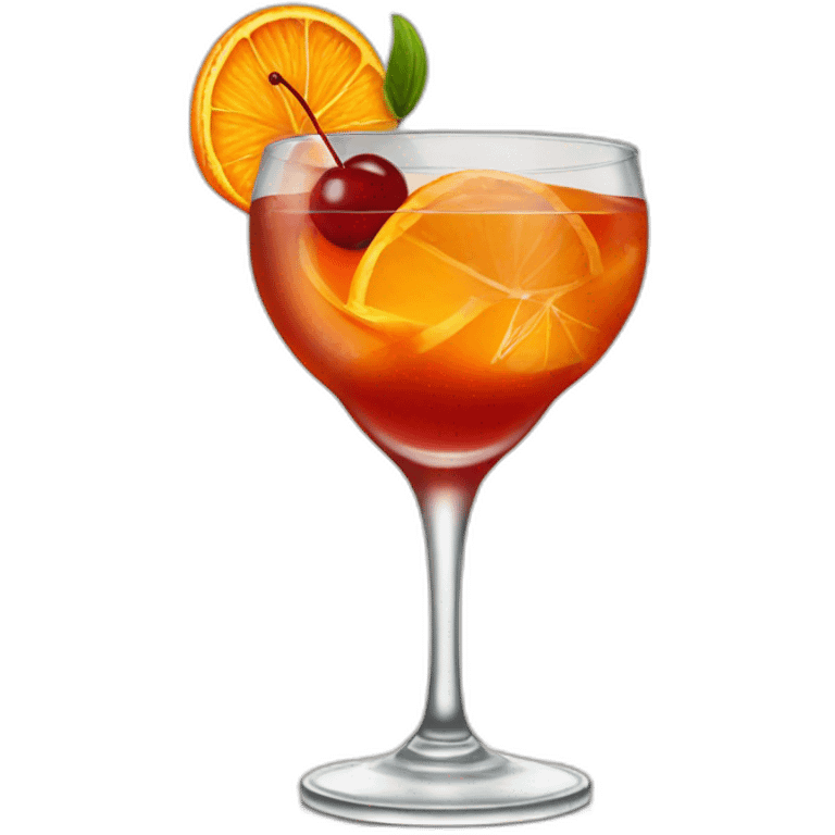 an old fashioned cocktail with a cherry in it and a twisted orange peel emoji