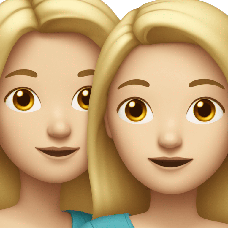 Blonde mother with white skin with her brown-haired adult daughter emoji