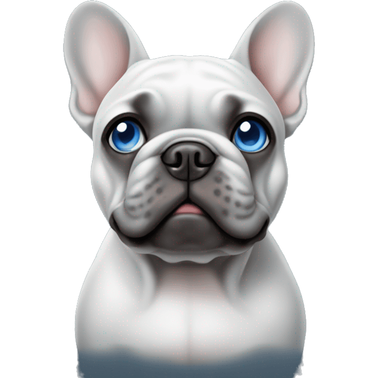 Grey French bulldog with blue eyes emoji