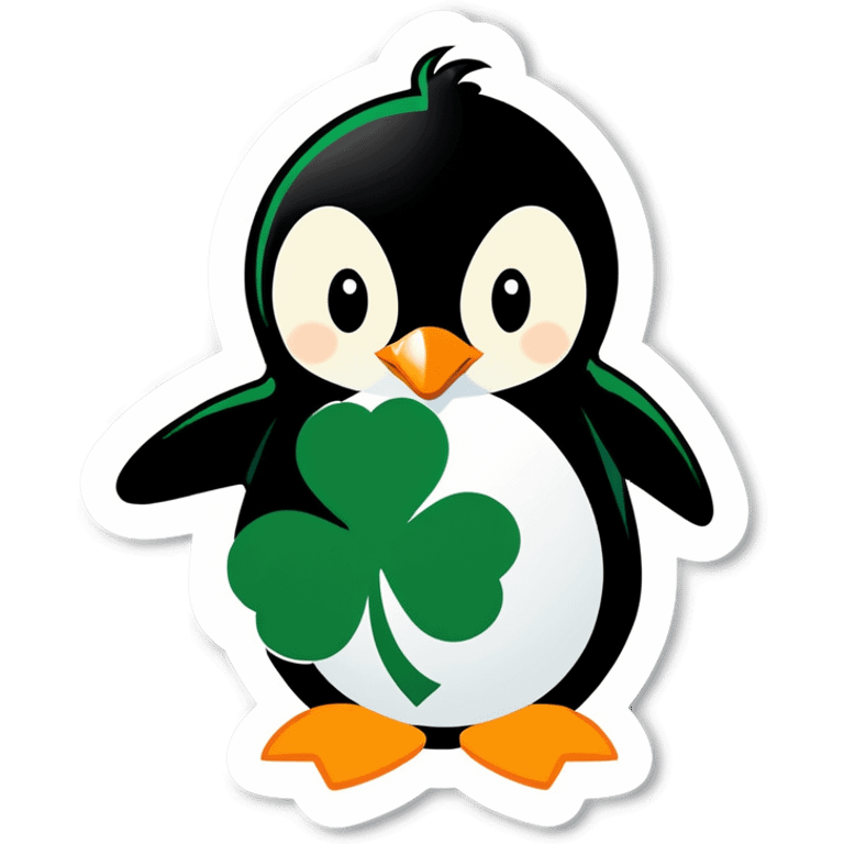 penguin with shamrock emoji