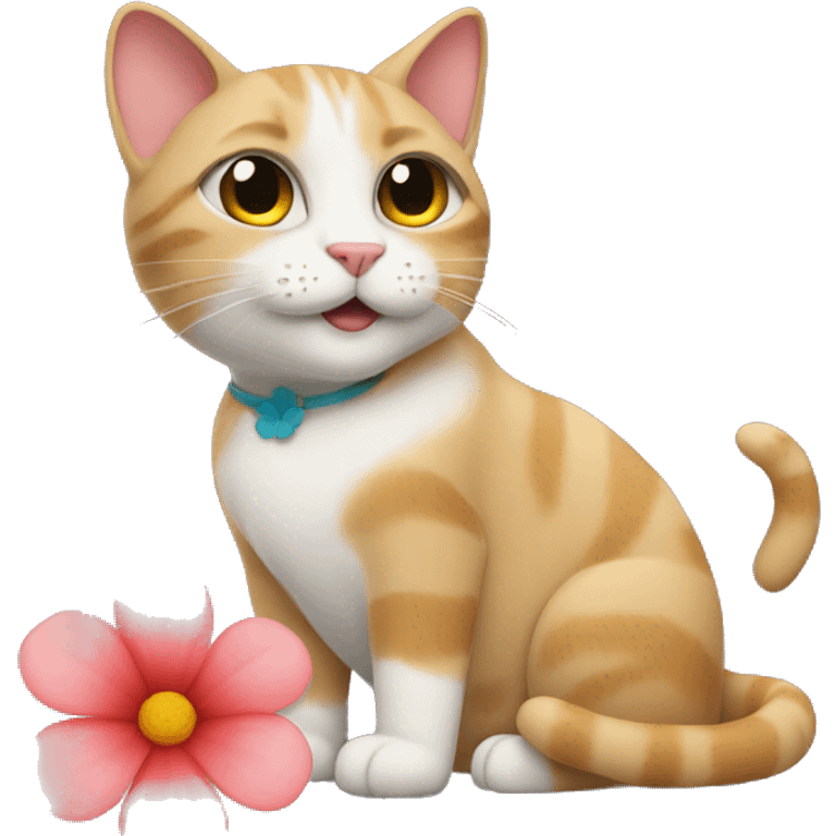 A cat With a flower emoji