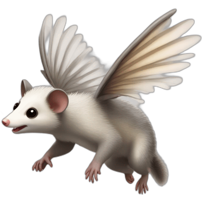 Adult wild opossum flying with wings  emoji