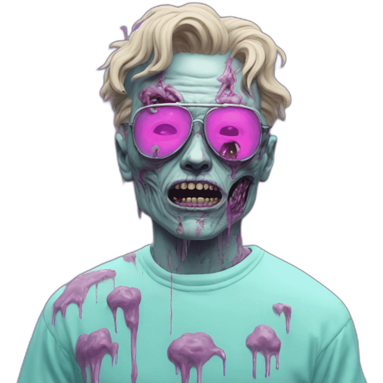 Vaporwave person, half zombie  emoji