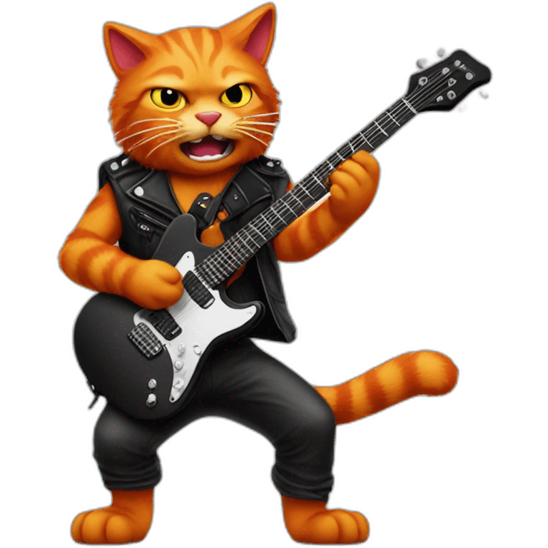 Red Cat playing guitare heavy metal rock emoji