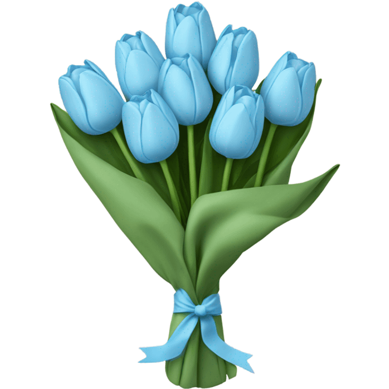 Light blue tulip paper wrapped buque emoji