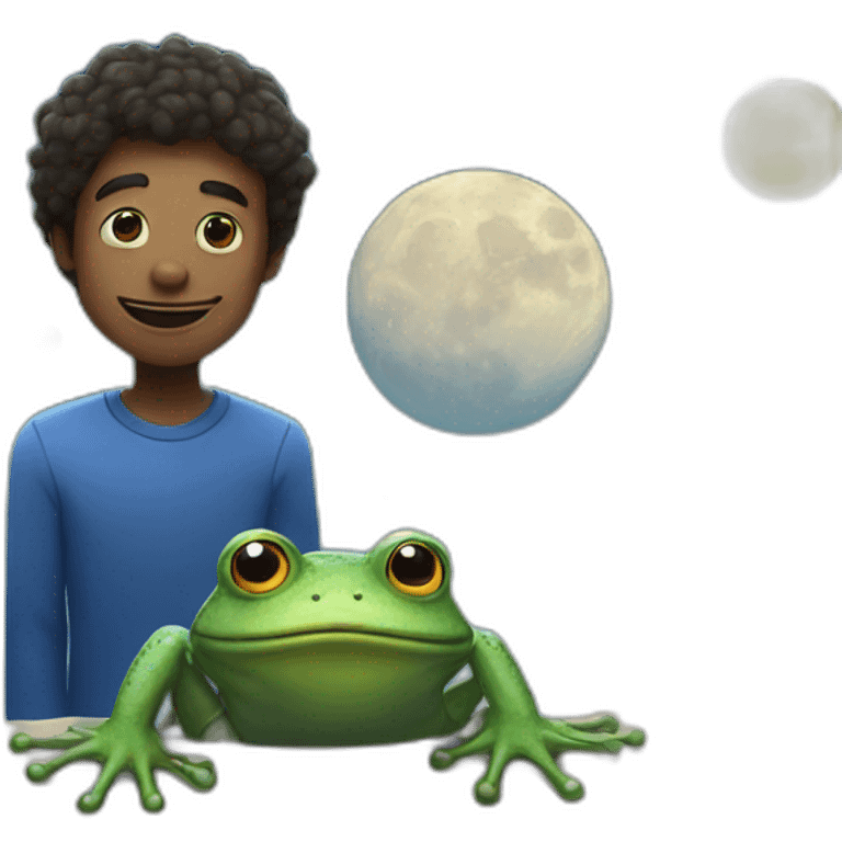 Man in the moon and his friend frog emoji