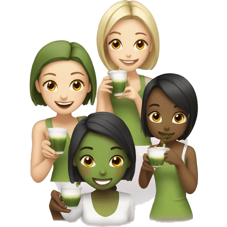 Girls group drinking Matcha emoji