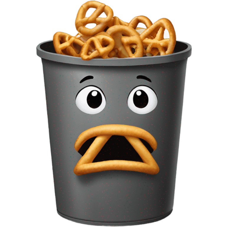 Trash can eating pretzel emoji