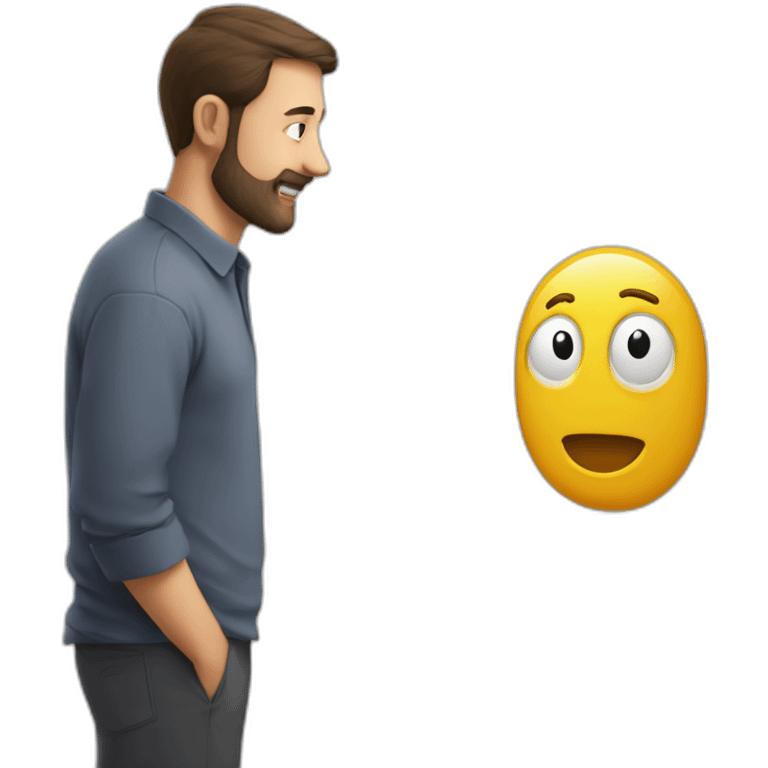 a man in front of a marker board talks about the design of a device emoji