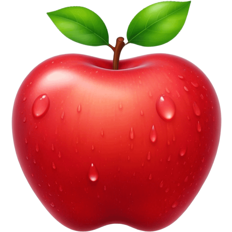 Cinematic Realistic Apple Emoji, Fresh and vibrant, with a crisp, red skin glistening with droplets of water. The smooth, shiny surface catches the light, while the green stem adds a natural touch. Soft glowing outline, capturing the essence of health, sweetness, and freshness in a crisp apple! emoji