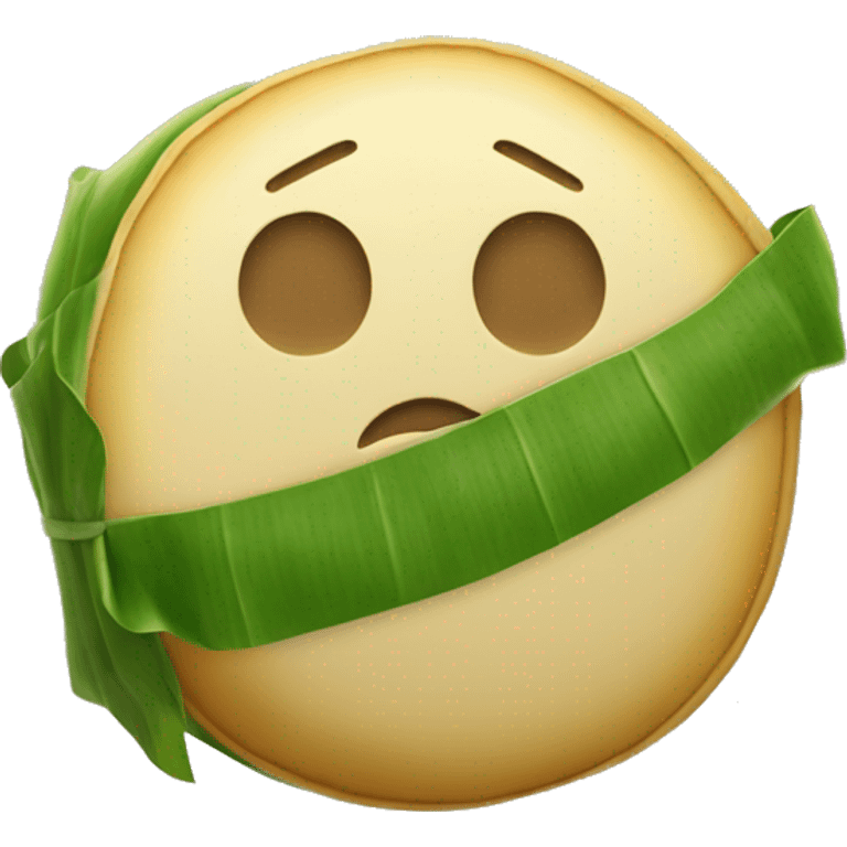 circular dough wrapped in banana leaves emoji