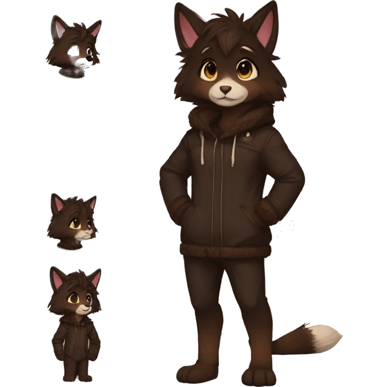 Chibi Dark Brown Furry Anthro Sona emoji