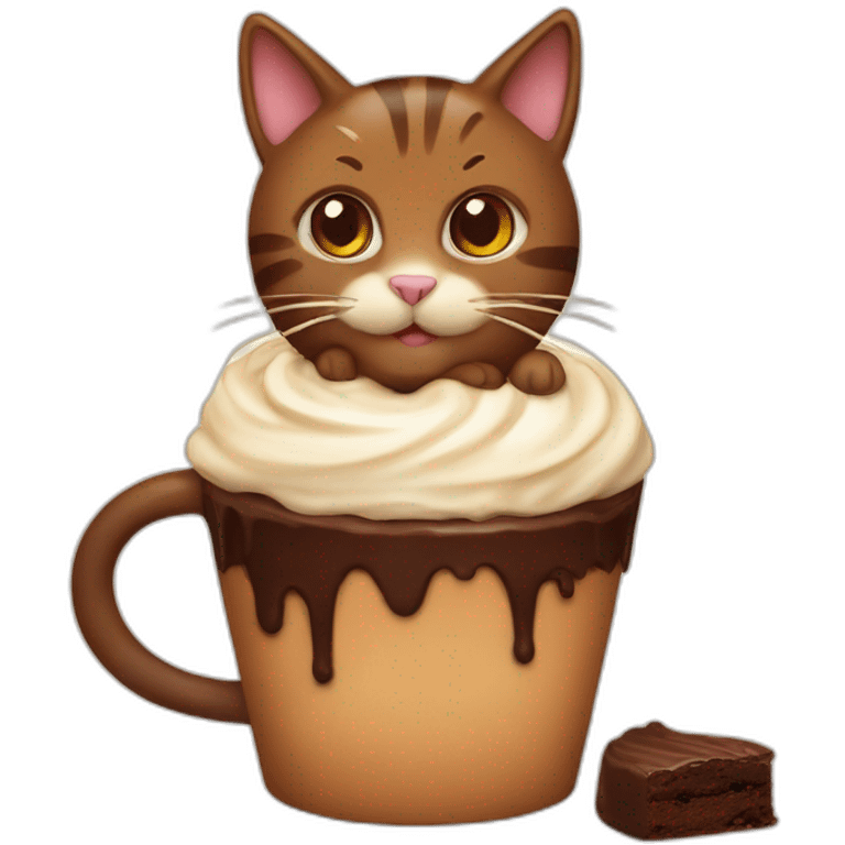 Brown cat as cream brownie dessert in a cup emoji