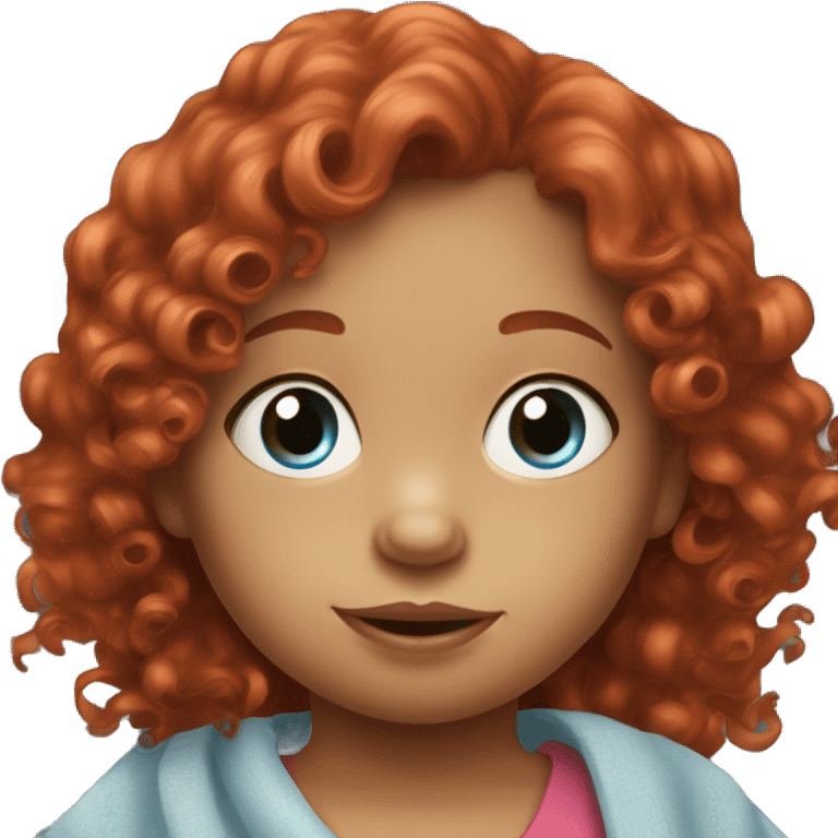  Little girl with red curly hair 2 years old blue eyes under blanket with sippy cup emoji