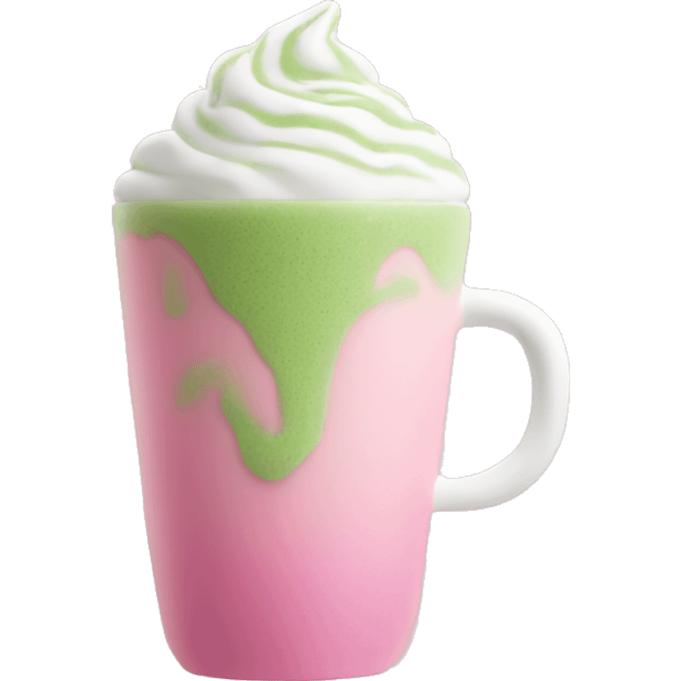 Pink matcha latte with foam emoji