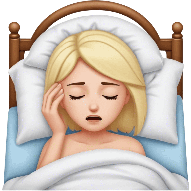 Woman In bed with sinus pain  emoji