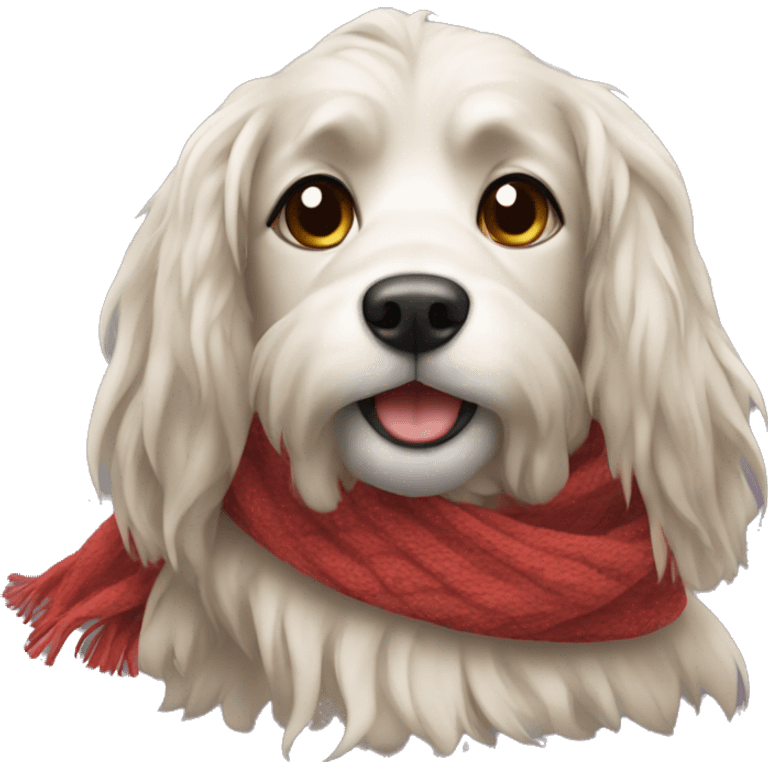 long hair Dog with scarf emoji