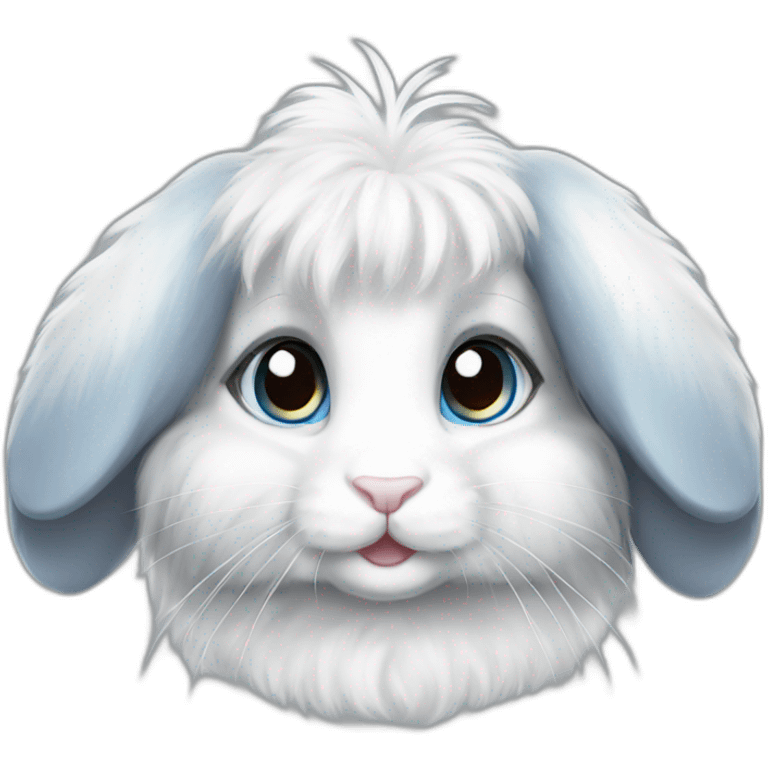 blue eyed white and grey angora rabbit emoji