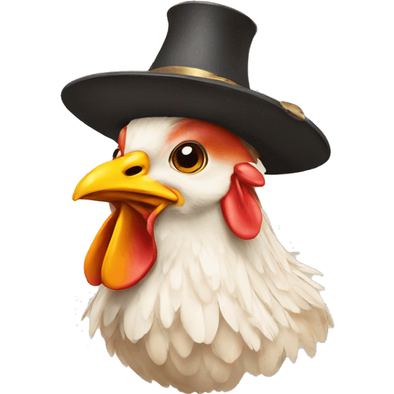 chicken with a hat emoji