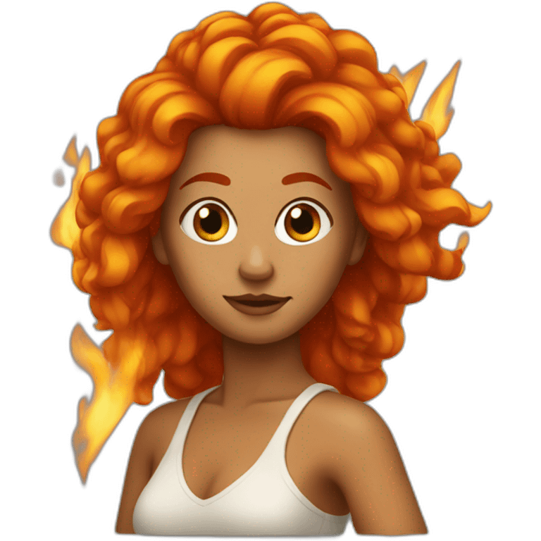 Woman with fire hair emoji