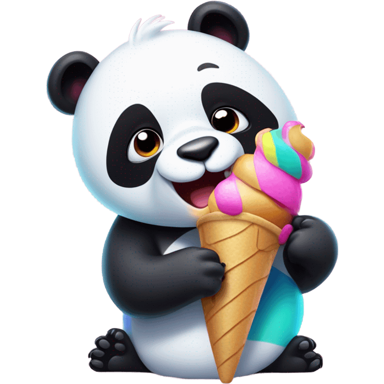 Panda eating ice cream emoji