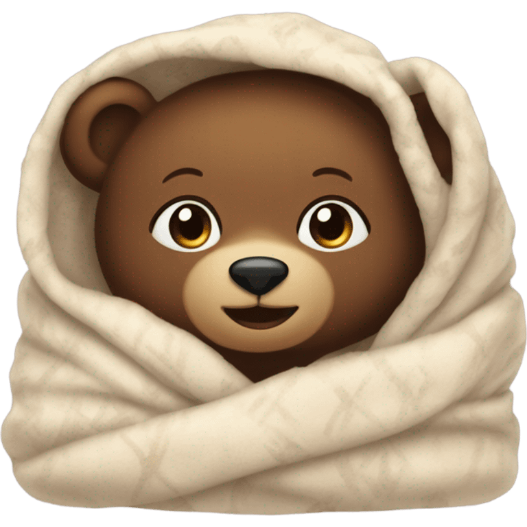 Cozy girl bear with blanket  emoji