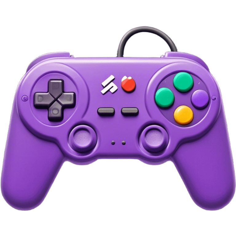 Clash of Clans aesthetic: Cinematic Playful SNES Controller Portrait Emoji, rendered in a 3D vector-style similar to standard emojis with minimal shading and bold, simplified shapes. A compact, distinct form with signature details, softly glowing with a nostalgic gaming charm. Simplified yet unmistakably iconic, highly detailed and consistent, glowing with a soft radiance and high shine. Stylized with a touch of retro gaming magic and a soft glowing outline, capturing the essence of a beloved gaming relic with a friendly, playful manner! emoji