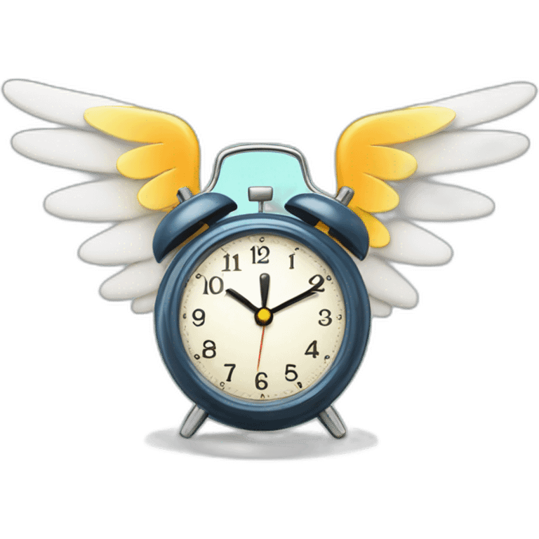 Alarm clock with wings flying emoji