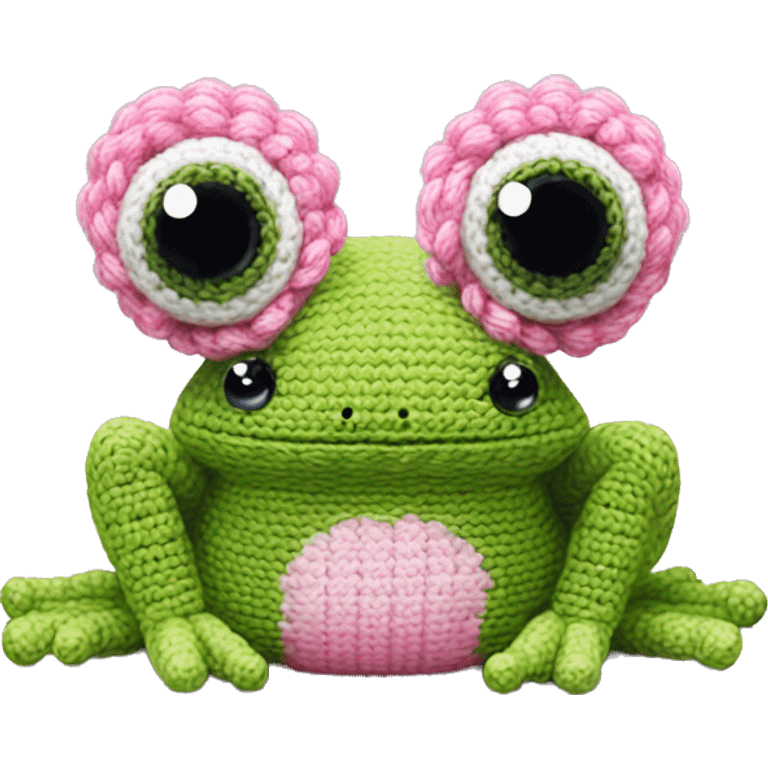 small pink creature with rectangular body, frog amigurumi emoji