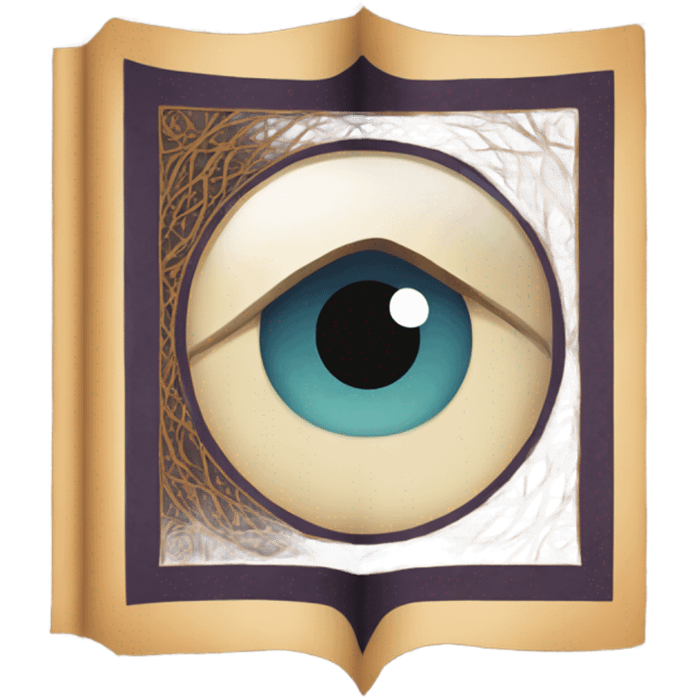 book with eye in middle and patterns emoji