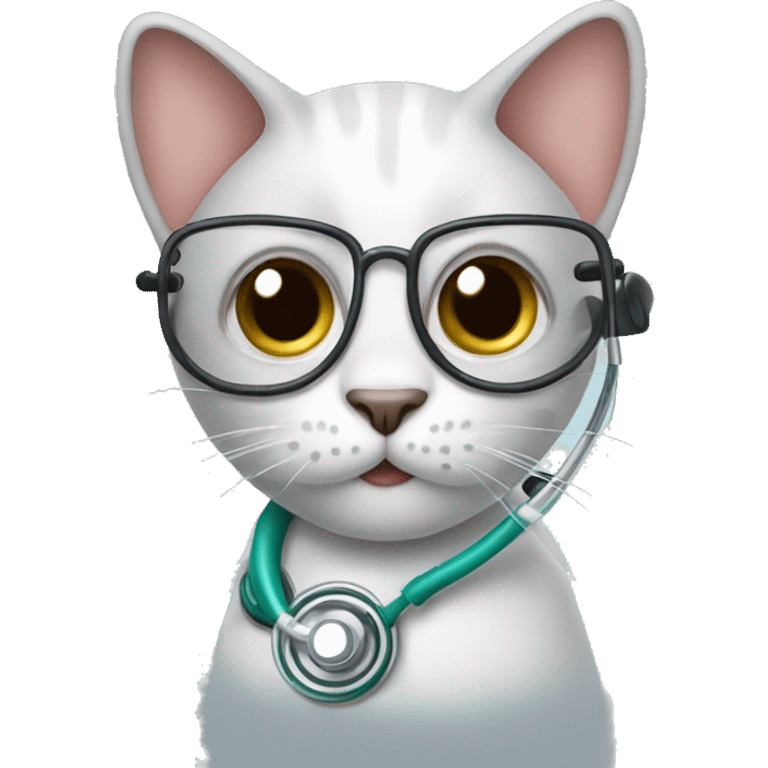 Cat with big eyes wearing stethoscope  emoji