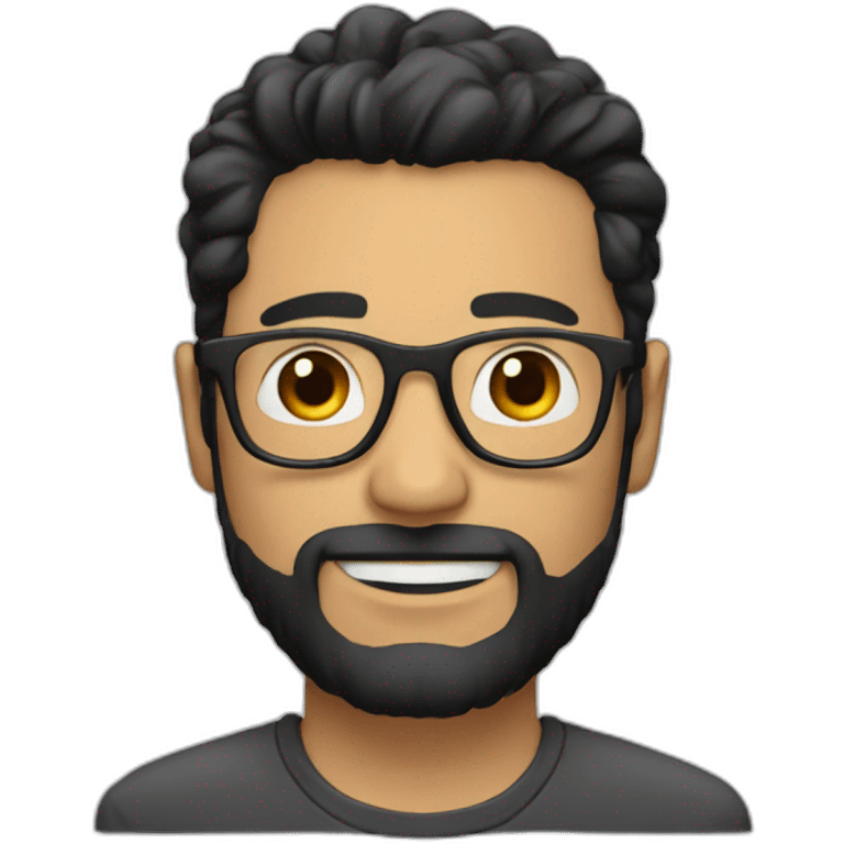 man with glasses and beard with good hairstyle like coder with black hair emoji