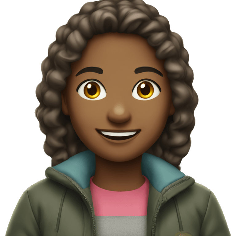 smiling girl outdoors in jacket emoji