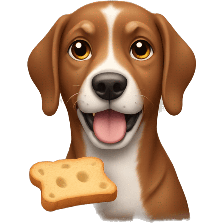 Brown dog eating bread emoji