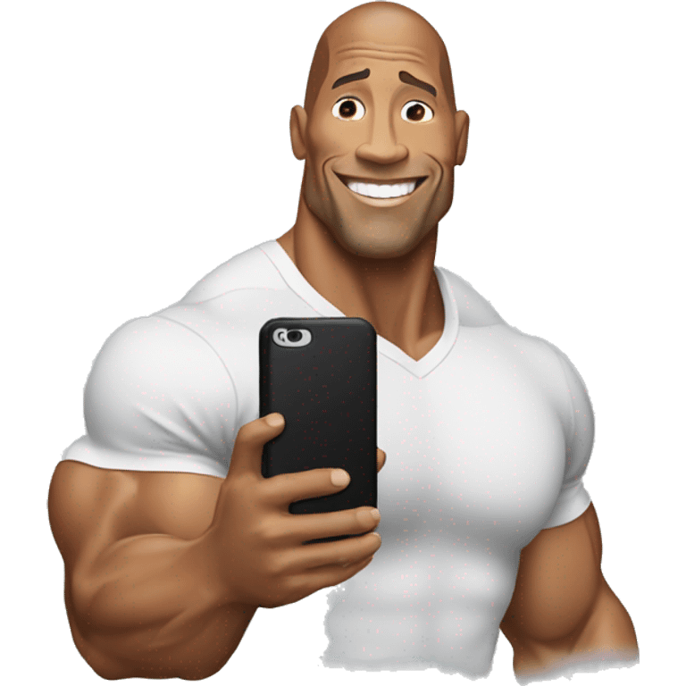 dwayne johnson holding a mobile phone emoji