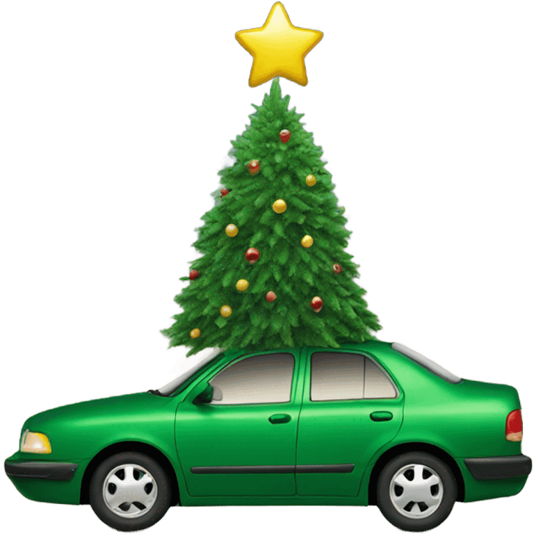 Christmas tree on a car emoji