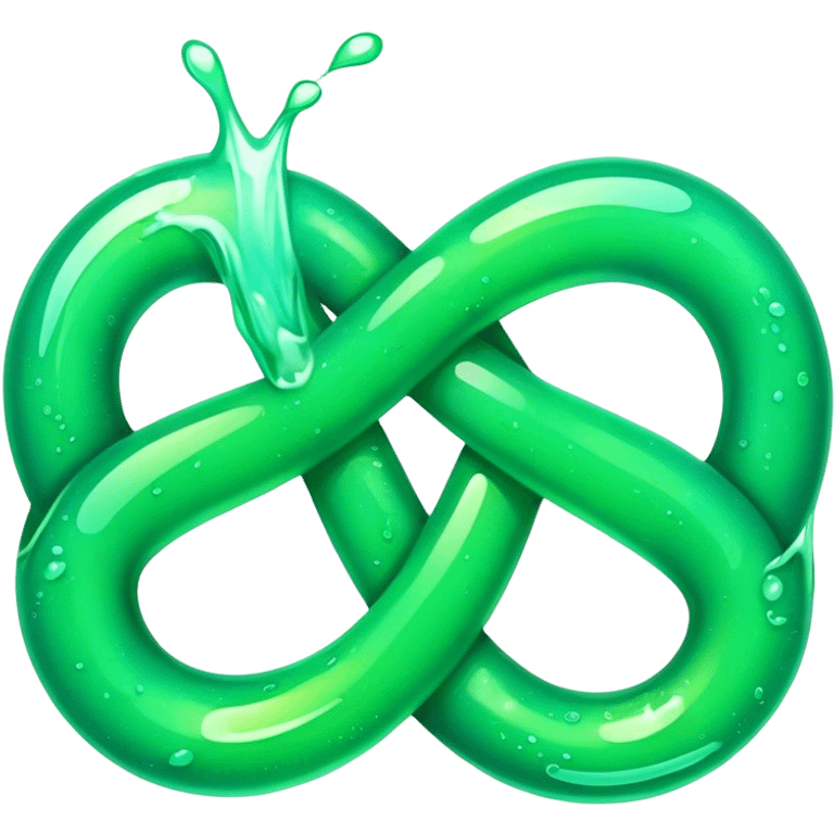 an emerald money green infinity sign emoji with turquoise lime juice streaks emoji