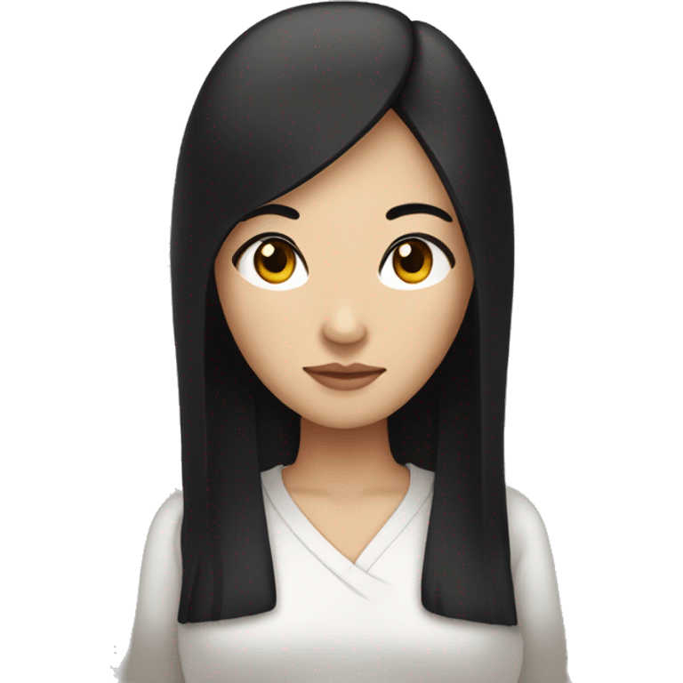 a chinese woman with straight long black hair and black eyes emoji