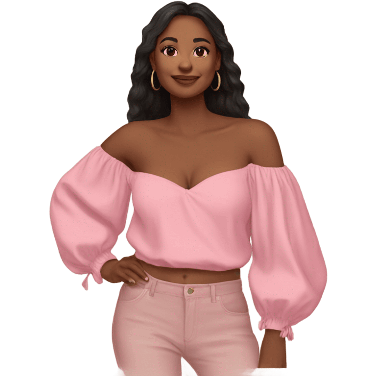 pink off shoulder top, isolated emoji